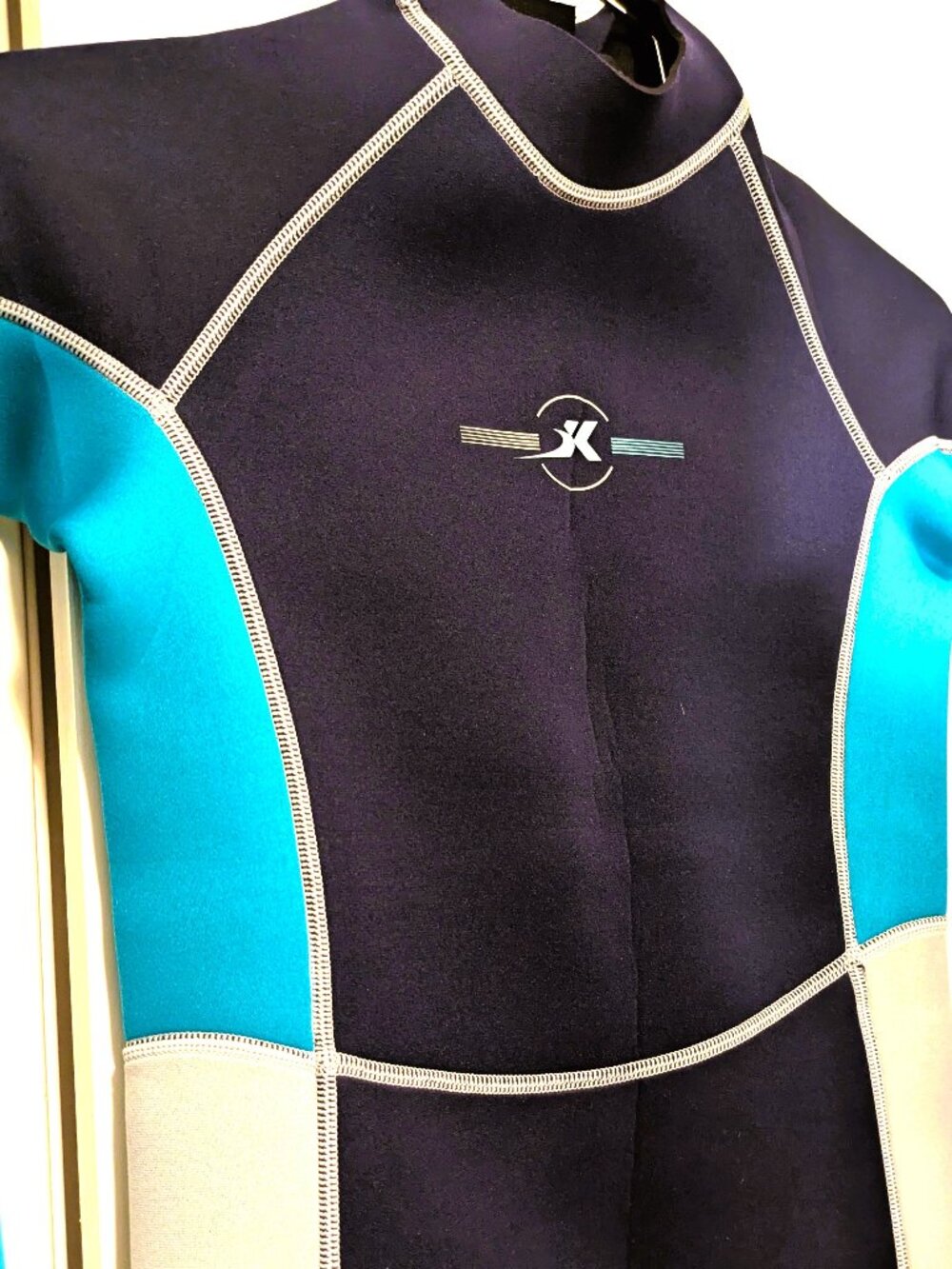 JS NORKLET WET SUIT NAVY BLUE, TEAL & GRAY, ADULT SIZE 16 for MEN OR WOMEN